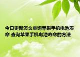 今日更新怎么查询苹果手机电池寿命 查询苹果手机电池寿命的方法
