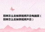 剪映怎么去掉原视频声音电脑版（剪映怎么去掉原视频声音）