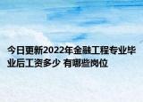 今日更新2022年金融工程专业毕业后工资多少 有哪些岗位
