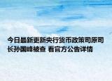 今日最新更新央行货币政策司原司长孙国峰被查 看官方公告详情