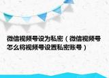 微信视频号设为私密（微信视频号怎么将视频号设置私密账号）