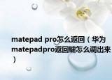 matepad pro怎么返回（华为matepadpro返回键怎么调出来）