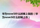 华为nove5i什么时候上架的（华为nove5i什么时候上市）