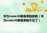 华为mate30屏幕录制参数（华为mate30屏幕录制不见了）