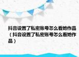 抖音设置了私密账号怎么看她作品（抖音设置了私密账号怎么看她作品）