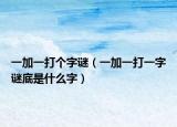 一加一打个字谜（一加一打一字谜底是什么字）