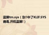 蓝屏tm.sys（急!!中了KLIF.SYS病毒,开机蓝屏!）