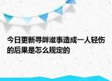 今日更新寻衅滋事造成一人轻伤的后果是怎么规定的