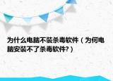 为什么电脑不装杀毒软件（为何电脑安装不了杀毒软件?）