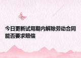 今日更新试用期内解除劳动合同能否要求赔偿