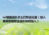 lol组建战队怎么打职业比赛（加入英雄联盟职业战队如何加入）
