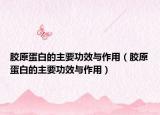 胶原蛋白的主要功效与作用（胶原蛋白的主要功效与作用）