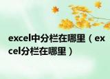 excel中分栏在哪里（excel分栏在哪里）
