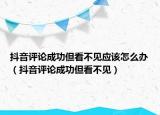 抖音评论成功但看不见应该怎么办（抖音评论成功但看不见）