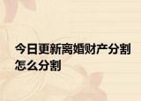 今日更新离婚财产分割怎么分割