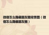 微信怎么隐藏朋友圈背景图（微信怎么隐藏朋友圈）