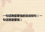 一句话挽留爱情的说说短句（一句话挽留爱情）