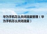 华为手机怎么关闭流量管理（华为手机怎么关闭流量）