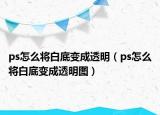 ps怎么将白底变成透明（ps怎么将白底变成透明图）