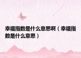 幸福指数是什么意思啊（幸福指数是什么意思）