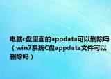 电脑c盘里面的appdata可以删除吗（win7系统C盘appdata文件可以删除吗）