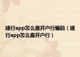 建行app怎么查开户行编码（建行app怎么查开户行）