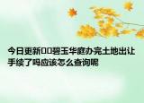 今日更新﻿﻿碧玉华庭办完土地出让手续了吗应该怎么查询呢