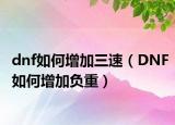 dnf如何增加三速（DNF如何增加负重）
