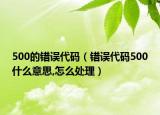 500的错误代码（错误代码500什么意思,怎么处理）