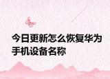 今日更新怎么恢复华为手机设备名称