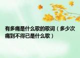 有多痛是什么歌的歌词（多少次痛到不得已是什么歌）