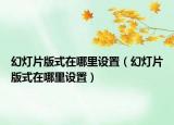 幻灯片版式在哪里设置（幻灯片版式在哪里设置）