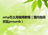 ump怎么用视频教程（国内如何浏览proumb）