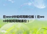 在word中如何用数位板（在word中如何用制表位）