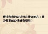 曹冲称象的办法好在什么地方（曹冲称象的办法好在哪里）