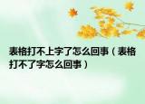 表格打不上字了怎么回事（表格打不了字怎么回事）