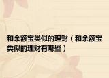 和余额宝类似的理财（和余额宝类似的理财有哪些）