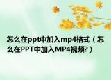 怎么在ppt中加入mp4格式（怎么在PPT中加入MP4视频?）