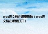 wps云文档在哪里删除（wps云文档在哪里打开）