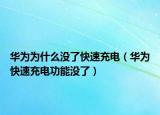 华为为什么没了快速充电（华为快速充电功能没了）