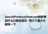 SearchProtocolHost.exe的程序是什么以前没走过~有三个请大大解释一下