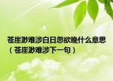 苍崖渺难涉白日忽欲晚什么意思（苍崖渺难涉下一句）