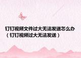 钉钉视频文件过大无法发送怎么办（钉钉视频过大无法发送）
