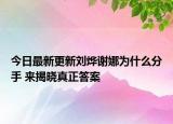 今日最新更新刘烨谢娜为什么分手 来揭晓真正答案