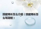 技能特长怎么介绍（技能特长怎么写简短）