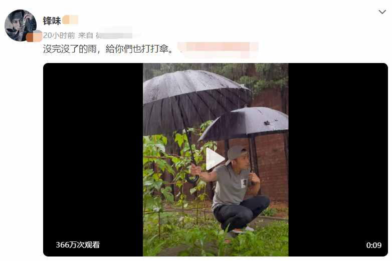 41岁谢霆锋近况曝光，穿拖鞋蹲在菜地一脸无奈，为空心菜打伞