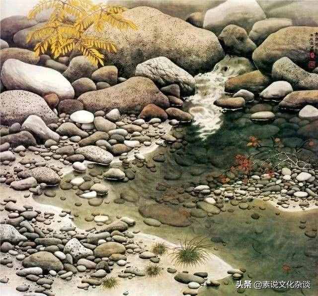 漂亮的工笔绘画，画石头和溪水以假乱真，作品却受到了质疑