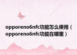 opporeno6nfc功能怎么使用（opporeno6nfc功能在哪里）