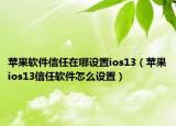 苹果软件信任在哪设置ios13（苹果ios13信任软件怎么设置）