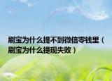 刷宝为什么提不到微信零钱里（刷宝为什么提现失败）
